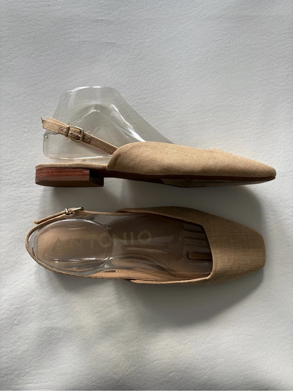 Antonio Melani Shoes Flats Linen Square Toe Sling Back Clean Girl Neutral Sz 10